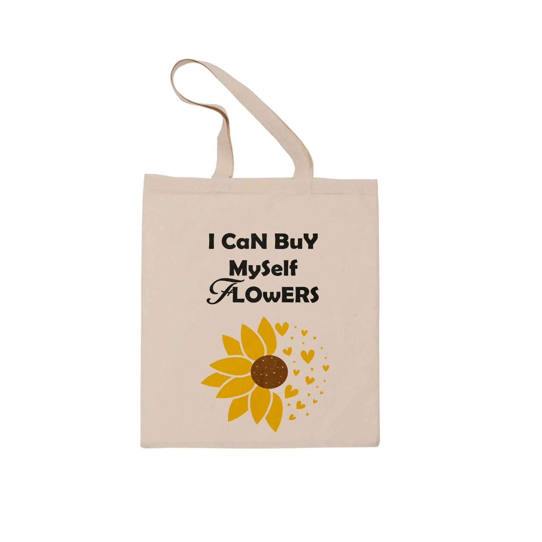 Πάνινη τσάντα για βιβλία, Tote Bag I can buy myself flowers